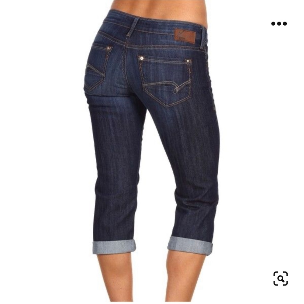 Mavi Dark Indigo Rolled Hem Cropped Jeans